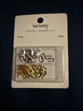 Bead Landing S-Hooks 11mm Rhodium & Gold 40-Piece Nickel-Free Jewelry Components